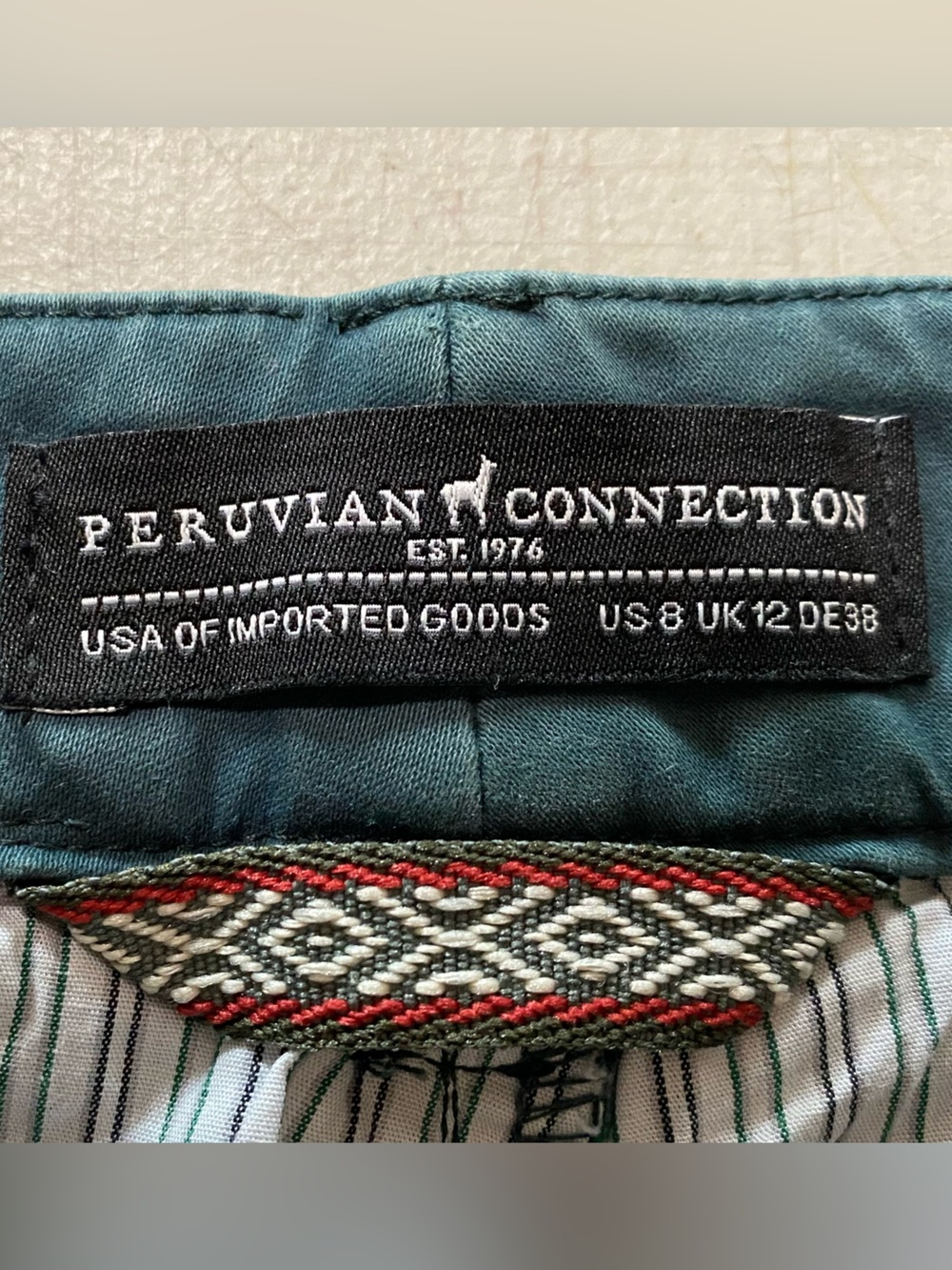 Peruvian Connection Pine Green Skinny Motorcycle Jeans women’s - Picture 3 of 12